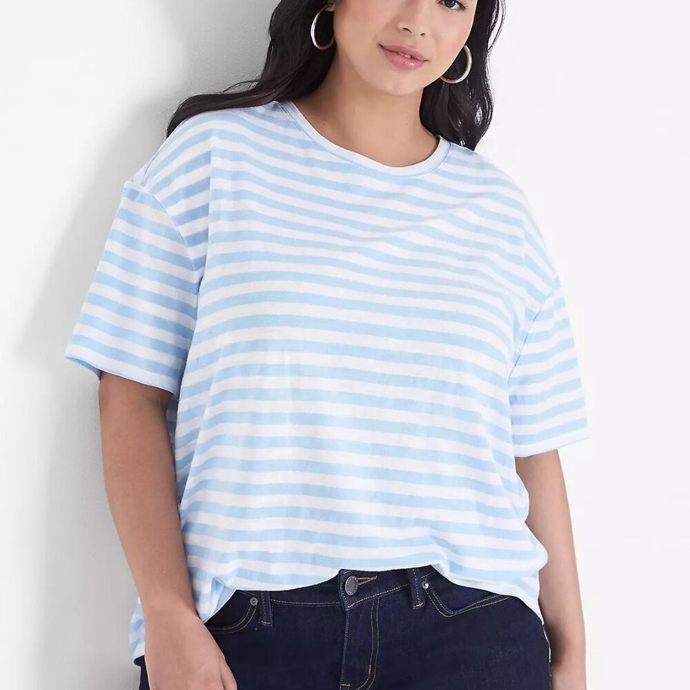 Lane Bryant Short-Sleeve Crew-Neck Striped Tee Size 18-20